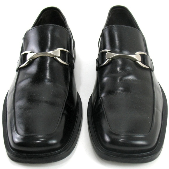 Johnston & Murphy Black Loafers with Silver Buckle size 9 - Picture 1 of 8